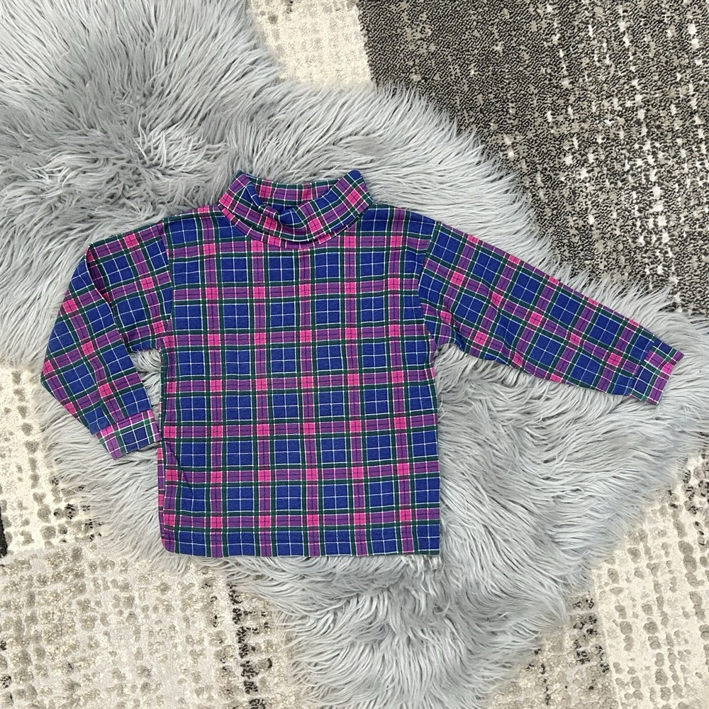 Vintage 90's Healthtex Girls‎ Pink/Purple Plaid Turtleneck Top Size 4